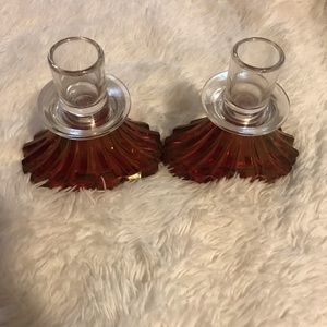 Carnival glass candle holders
